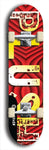 Skateboard deck: Limited edition, North American maple skateboard deck designed by underground artist BellyRash - available widths 7.5 to 8.5 inches in both mellow concave and steep concave shapes. Artwork: PLUSH logo brand popsicle-shaped deck