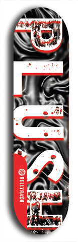 Skateboard deck: Limited edition, North American maple skateboard deck designed by underground artist BellyRash - available widths 7.5 to 8.5 inches in both mellow concave and steep concave shapes. Artwork: PLUSH logo brand popsicle-shaped deck