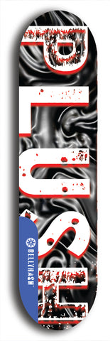 Skateboard deck: Limited edition, North American maple skateboard deck designed by underground artist BellyRash - available widths 7.5 to 8.5 inches in both mellow concave and steep concave shapes. Artwork: PLUSH logo brand popsicle-shaped deck