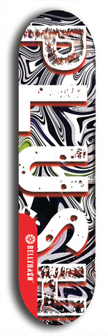 Skateboard deck: Limited edition, North American maple skateboard deck designed by underground artist BellyRash - available widths 7.5 to 8.5 inches in both mellow concave and steep concave shapes. Artwork: PLUSH logo brand popsicle-shaped deck