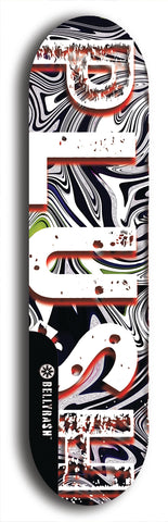 Skateboard deck: Limited edition, North American maple skateboard deck designed by underground artist BellyRash - available widths 7.5 to 8.5 inches in both mellow concave and steep concave shapes. Artwork: PLUSH logo brand popsicle-shaped deck