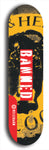 North American maple skateboard deck designed by underground artist BellyRash -- available in widths between 7.5 to 8.5 inches in both mellow concave and steep concave shapes from the BellyRash Limited Edition Blitz Deck series: Banned