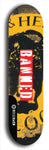 North American maple skateboard deck designed by underground artist BellyRash -- available in widths between 7.5 to 8.5 inches in both mellow concave and steep concave shapes from the BellyRash Limited Edition Blitz Deck series: Banned