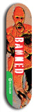 North American maple skateboard deck designed by underground artist BellyRash -- available in widths between 7.5 to 8.5 inches in both mellow concave and steep concave shapes from the BellyRash Limited Edition Blitz Deck series: Banned
