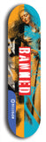 North American maple skateboard deck designed by underground artist BellyRash -- available in widths between 7.5 to 8.5 inches in both mellow concave and steep concave shapes from the BellyRash Limited Edition Blitz Deck series: Banned