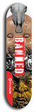 North American maple skateboard deck designed by underground artist BellyRash -- available in widths between 7.5 to 8.5 inches in both mellow concave and steep concave shapes from the BellyRash Limited Edition Blitz Deck series: Banned