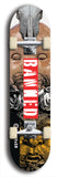 North American maple skateboard deck designed by underground artist BellyRash -- available in widths between 7.5 to 8.5 inches in both mellow concave and steep concave shapes from the BellyRash Limited Edition Blitz Deck series: Banned