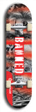 North American maple skateboard deck designed by underground artist BellyRash -- available in widths between 7.5 to 8.5 inches in both mellow concave and steep concave shapes from the BellyRash Limited Edition Blitz Deck series: Banned