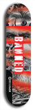 North American maple skateboard deck designed by underground artist BellyRash -- available in widths between 7.5 to 8.5 inches in both mellow concave and steep concave shapes from the BellyRash Limited Edition Blitz Deck series: Banned