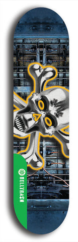 North American maple skateboard deck designed by underground artist BellyRash -- available in widths between 7.5 to 8.5 inches in both mellow concave and steep concave shapes from the BellyRash Limited Edition Blitz Deck series: xBones