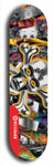 North American maple skateboard deck designed by underground artist BellyRash -- available in widths between 7.5 to 8.5 inches in both mellow concave and steep concave shapes. Artwork: A.I. generated chrome skull and crossbones