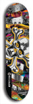 North American maple skateboard deck designed by underground artist BellyRash -- available in widths between 7.5 to 8.5 inches in both mellow concave and steep concave shapes. Artwork: A.I. generated chrome skull and crossbones