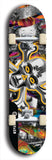 North American maple skateboard deck designed by underground artist BellyRash -- available in widths between 7.5 to 8.5 inches in both mellow concave and steep concave shapes. Artwork: A.I. generated chrome skull and crossbones