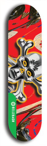 North American maple skateboard deck designed by underground artist BellyRash -- available in widths between 7.5 to 8.5 inches in both mellow concave and steep concave shapes from the BellyRash Limited Edition Blitz Deck series: xBones