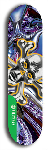 North American maple skateboard deck designed by underground artist BellyRash -- available in widths between 7.5 to 8.5 inches in both mellow concave and steep concave shapes from the BellyRash Limited Edition Blitz Deck series: xBones