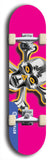 North American maple skateboard deck designed by underground artist BellyRash -- available in widths between 7.5 to 8.5 inches in both mellow concave and steep concave shapes. Artwork: A.I. generated chrome skull and crossbones