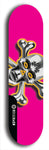 North American maple skateboard deck designed by underground artist BellyRash -- available in widths between 7.5 to 8.5 inches in both mellow concave and steep concave shapes. Artwork: Chrome skull and crossbones