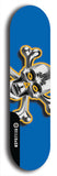 North American maple skateboard deck designed by underground artist BellyRash -- available in widths between 7.5 to 8.5 inches in both mellow concave and steep concave shapes. Artwork: A.I. generated chrome skull and crossbones