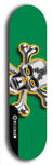 North American maple skateboard deck designed by underground artist BellyRash -- available in widths between 7.5 to 8.5 inches in both mellow concave and steep concave shapes. Artwork: A.I. generated chrome skull and crossbones