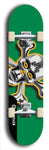 North American maple skateboard deck designed by underground artist BellyRash -- available in widths between 7.5 to 8.5 inches in both mellow concave and steep concave shapes. Artwork: A.I. generated chrome skull and crossbones