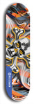 North American maple skateboard deck designed by underground artist BellyRash -- available in widths between 7.5 to 8.5 inches in both mellow concave and steep concave shapes. Artwork: A.I. generated chrome skull and crossbones