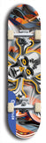 North American maple skateboard deck designed by underground artist BellyRash -- available in widths between 7.5 to 8.5 inches in both mellow concave and steep concave shapes. Artwork: A.I. generated chrome skull and crossbones