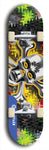 North American maple skateboard deck designed by underground artist BellyRash -- available in widths between 7.5 to 8.5 inches in both mellow concave and steep concave shapes. Artwork: A.I. generated chrome skull and crossbones