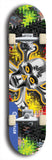 North American maple skateboard deck designed by underground artist BellyRash -- available in widths between 7.5 to 8.5 inches in both mellow concave and steep concave shapes. Artwork: A.I. generated chrome skull and crossbones