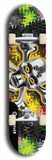 North American maple skateboard deck designed by underground artist BellyRash -- available in widths between 7.5 to 8.5 inches in both mellow concave and steep concave shapes. Artwork: A.I. generated chrome skull and crossbones