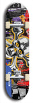 North American maple skateboard deck designed by underground artist BellyRash -- available in widths between 7.5 to 8.5 inches in both mellow concave and steep concave shapes. Artwork: A.I. generated chrome skull and crossbones