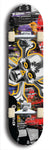 North American maple skateboard deck designed by underground artist BellyRash -- available in widths between 7.5 to 8.5 inches in both mellow concave and steep concave shapes. Artwork: A.I. generated chrome skull and crossbones