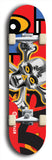 North American maple skateboard deck designed by underground artist BellyRash -- available in widths between 7.5 to 8.5 inches in both mellow concave and steep concave shapes. Artwork: A.I. generated chrome skull and crossbones