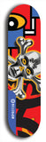 North American maple skateboard deck designed by underground artist BellyRash -- available in widths between 7.5 to 8.5 inches in both mellow concave and steep concave shapes. Artwork: A.I. generated chrome skull and crossbones