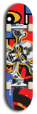 North American maple skateboard deck designed by underground artist BellyRash -- available in widths between 7.5 to 8.5 inches in both mellow concave and steep concave shapes. Artwork: A.I. generated chrome skull and crossbones