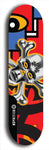 North American maple skateboard deck designed by underground artist BellyRash -- available in widths between 7.5 to 8.5 inches in both mellow concave and steep concave shapes. Artwork: A.I. generated chrome skull and crossbones