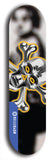 North American maple skateboard deck designed by underground artist BellyRash -- available in widths between 7.5 to 8.5 inches in both mellow concave and steep concave shapes. Artwork: A.I. generated chrome skull and crossbones