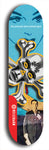 North American maple skateboard deck designed by underground artist BellyRash -- available in widths between 7.5 to 8.5 inches in both mellow concave and steep concave shapes. Artwork: A.I. generated chrome skull and crossbones