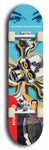 North American maple skateboard deck designed by underground artist BellyRash -- available in widths between 7.5 to 8.5 inches in both mellow concave and steep concave shapes. Artwork: A.I. generated chrome skull and crossbones