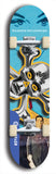 North American maple skateboard deck designed by underground artist BellyRash -- available in widths between 7.5 to 8.5 inches in both mellow concave and steep concave shapes. Artwork: A.I. generated chrome skull and crossbones