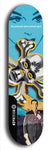 North American maple skateboard deck designed by underground artist BellyRash -- available in widths between 7.5 to 8.5 inches in both mellow concave and steep concave shapes. Artwork: A.I. generated chrome skull and crossbones