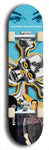 North American maple skateboard deck designed by underground artist BellyRash -- available in widths between 7.5 to 8.5 inches in both mellow concave and steep concave shapes. Artwork: A.I. generated chrome skull and crossbones