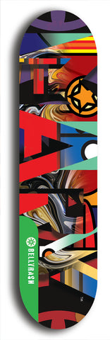 North American maple skateboard deck designed by underground artist BellyRash -- available in widths between 7.5 to 8.5 inches in both mellow concave and steep concave shapes from the BellyRash Limited Edition Blitz Deck series: Mary