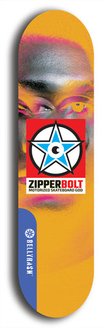 Zipperbolt #34: Blue Logo Skateboard Deck