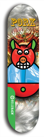 North American maple skateboard deck designed by underground artist BellyRash -- available in widths between 7.5 to 8.5 inches in both mellow concave and steep concave shapes from the BellyRash Limited Edition Blitz Deck series: Pork Belly Bob