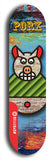 Limited edition, North American maple skateboard deck designed by underground artist BellyRash -- available in widths 7.5 to 8.5 inches in both mellow concave and steep concave shapes. Artwork: PORK BELLY BOB brand popsicle-shaped skateboard deck with a varied, multi-colored background