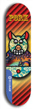 Limited edition, North American maple skateboard deck designed by underground artist BellyRash -- available in widths 7.5 to 8.5 inches in both mellow concave and steep concave shapes. Artwork: PORK BELLY BOB brand popsicle-shaped skateboard deck with a varied, multi-colored background