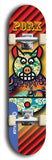 Limited edition, North American maple skateboard deck designed by underground artist BellyRash -- available in widths 7.5 to 8.5 inches in both mellow concave and steep concave shapes. Artwork: PORK BELLY BOB brand popsicle-shaped skateboard deck with a varied, multi-colored background