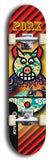 Limited edition, North American maple skateboard deck designed by underground artist BellyRash -- available in widths 7.5 to 8.5 inches in both mellow concave and steep concave shapes. Artwork: PORK BELLY BOB brand popsicle-shaped skateboard deck with a varied, multi-colored background