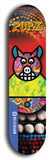 Limited edition, North American maple skateboard deck designed by underground artist BellyRash -- available in widths 7.5 to 8.5 inches in both mellow concave and steep concave shapes. Artwork: PORK BELLY BOB brand popsicle-shaped skateboard deck with a varied, multi-colored background