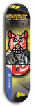 Limited edition, North American maple skateboard deck designed by underground artist BellyRash -- available in widths 7.5 to 8.5 inches in both mellow concave and steep concave shapes. Artwork: PORK BELLY BOB brand popsicle-shaped skateboard deck with a varied, multi-colored background